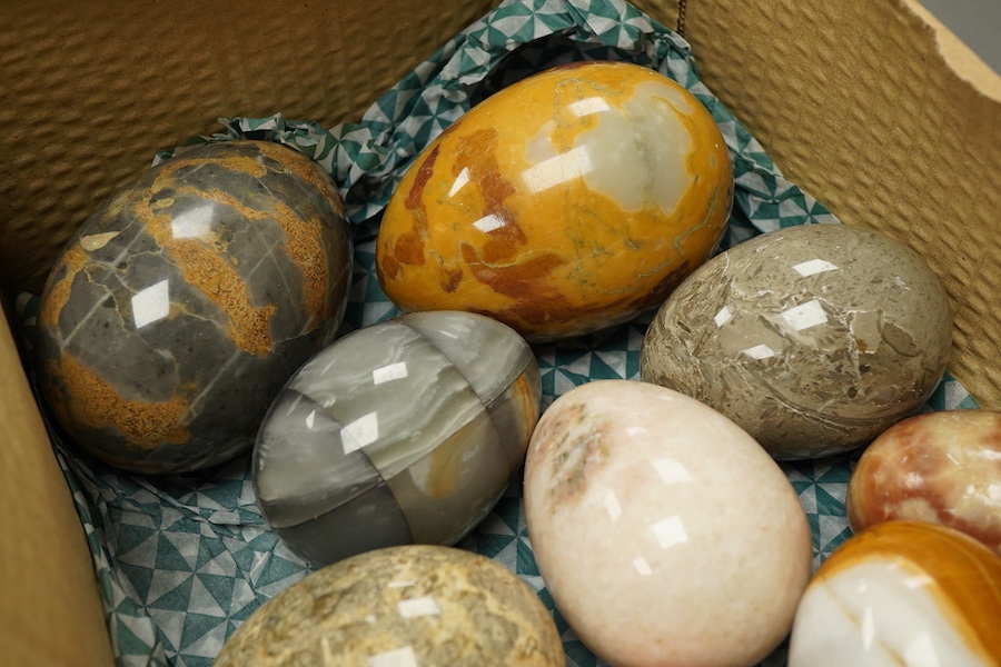 A collection of mineral eggs